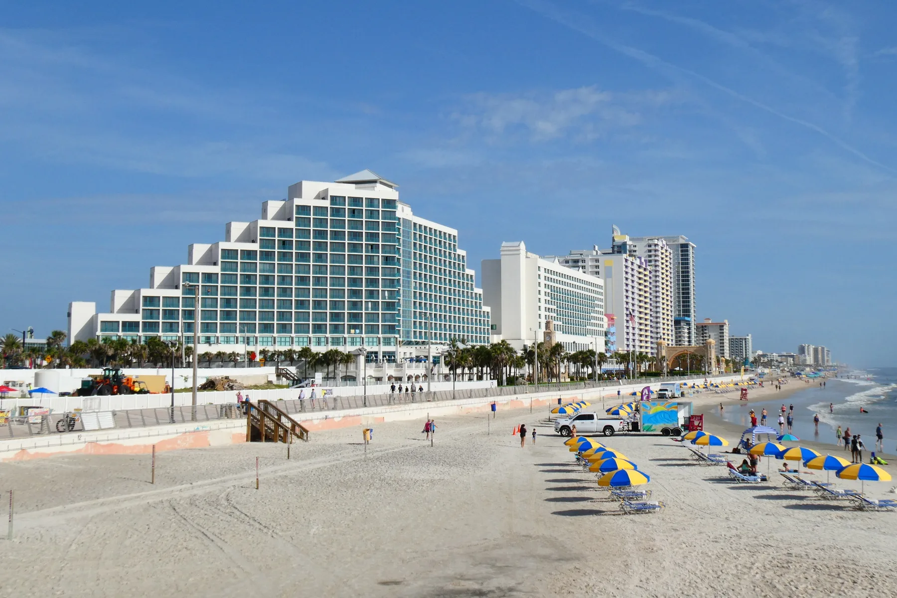 The Hilton Daytona Beach Oceanfront Resort, home of Doc Bales' Grill, seen from the Main Street Pier.