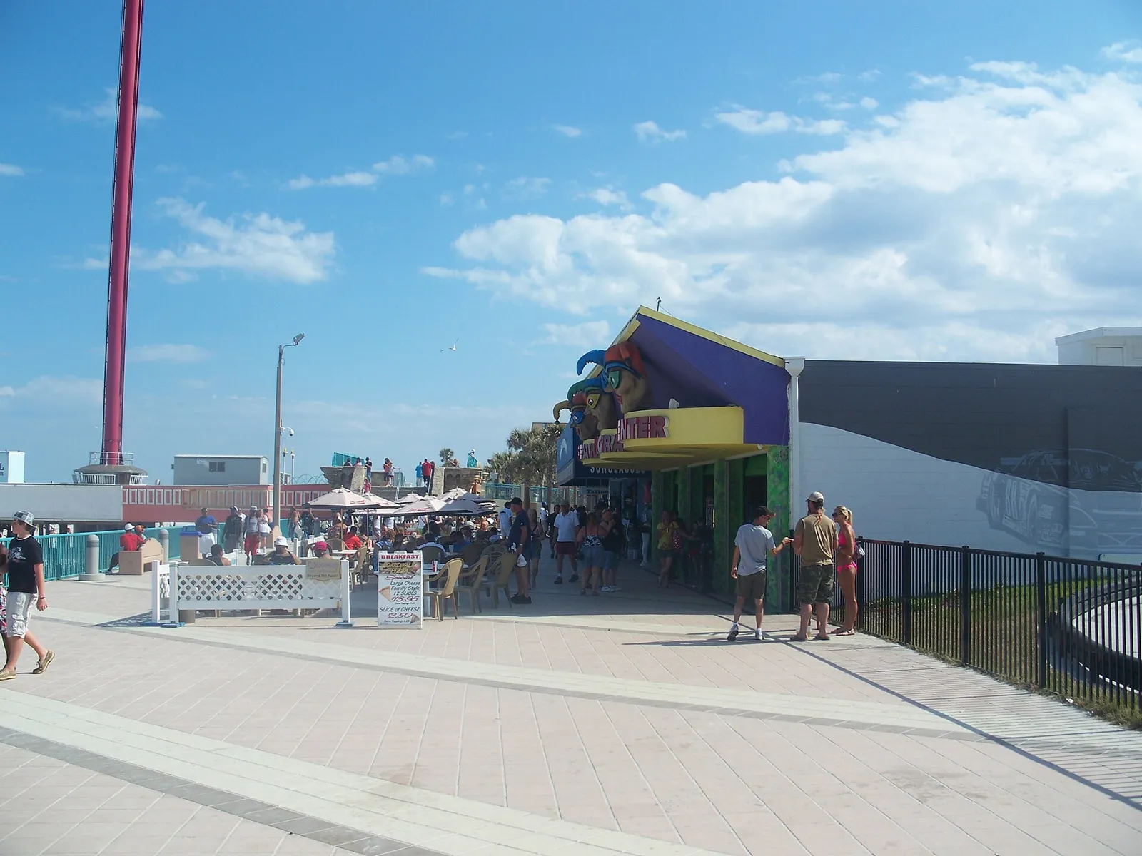 The boardwalk at Oceanfront Park in Daytona Beach, near the Main Street Pier.