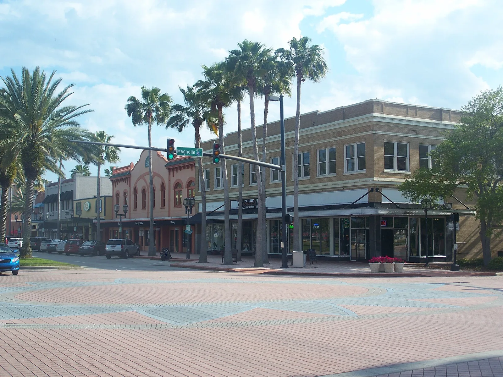 Beach Street at Magnolia Avenue in downtown Daytona Beach, inside the stretch the Halifax Art Festival fills.