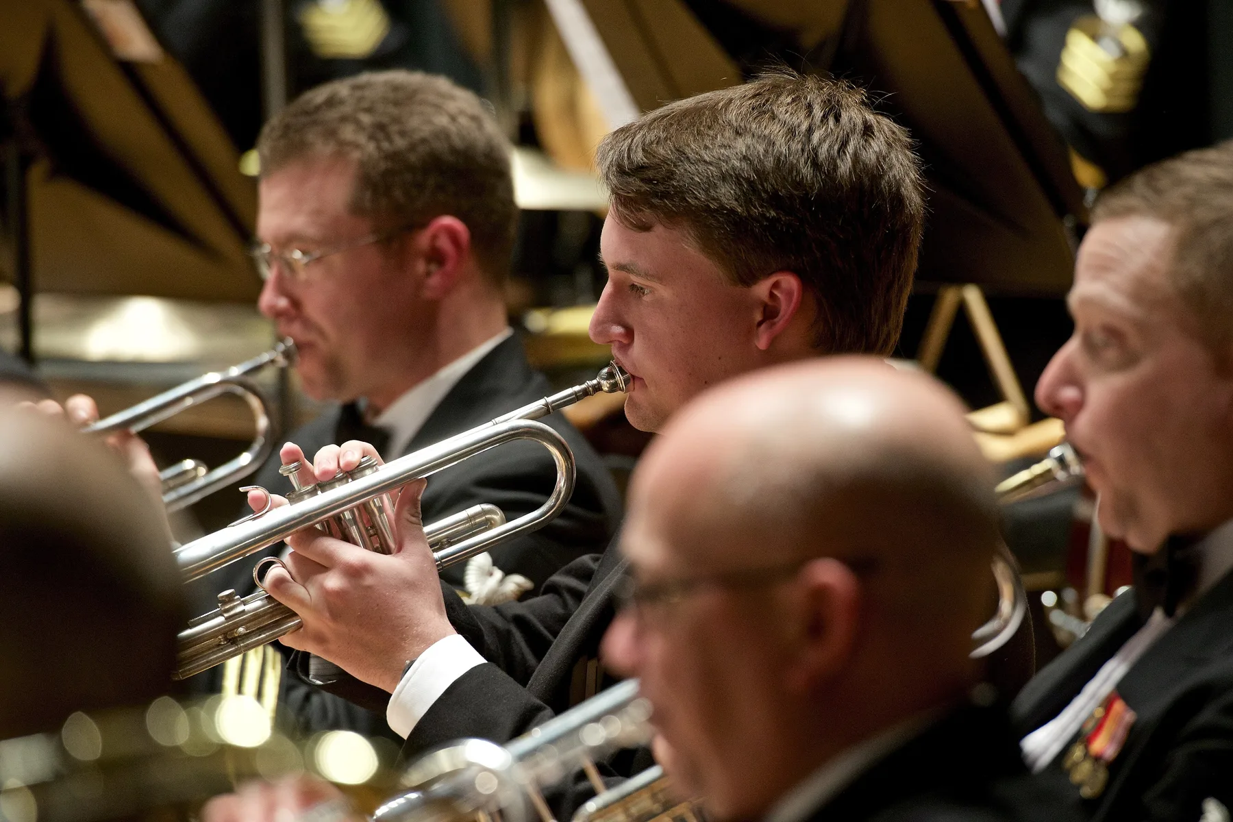 Trumpet players at a concert in the Peabody Auditorium in Daytona Beach.