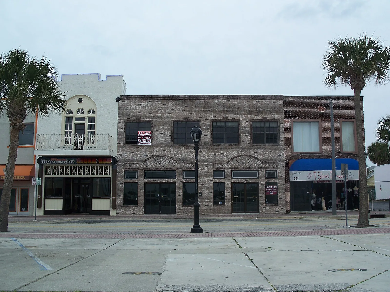 Storefronts in the Daytona Beach Surfside Historic District on the beachside near Main Street.