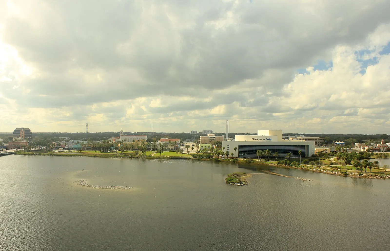 Downtown Daytona Beach and the News-Journal Center across the Halifax River.