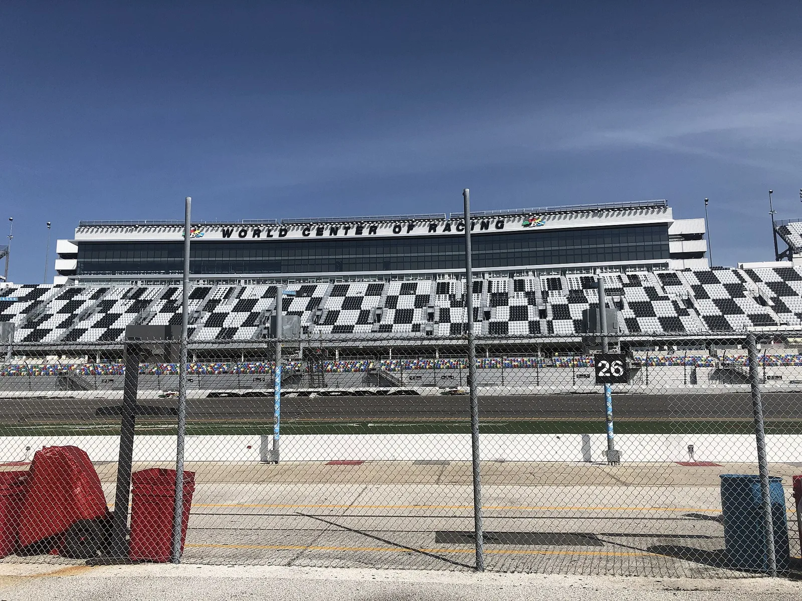 The World Center of Racing grandstand at Daytona International Speedway, which hosts the Proud to Honor Veterans Day Classic.